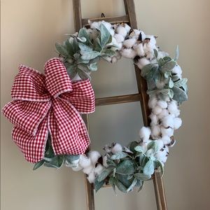 Farmhouse Wreath Plaid Bow